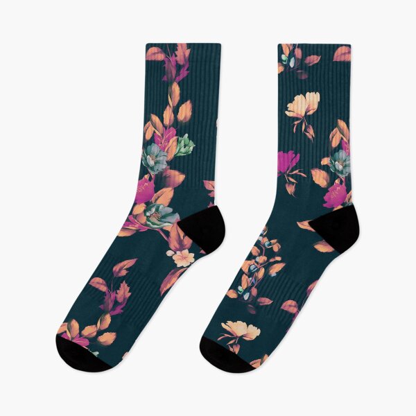Item preview, Rose, wild roses, pomegranate, lily of the valley on black. designed and sold by StylePrints.