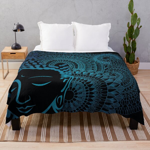 Anticipation Buddha Mandala by SimmyGhatt Throw Blanket
