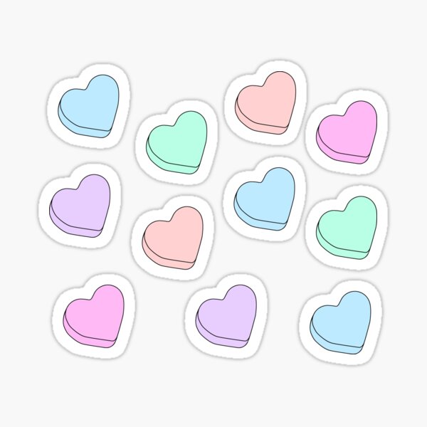 "Candy Heart Stickers Pastel Colors" Sticker for Sale by LaRoach
