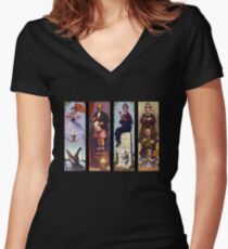 Haunted mansion all character Women's Fitted V-Neck T-Shirt