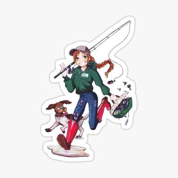 "Yakutat Jane Fishing Girl" Sticker for Sale by Micaelamartin Redbubble