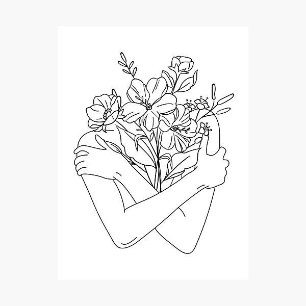 Item preview, Woman and Flowers Line Art designed and sold by Tinteria.