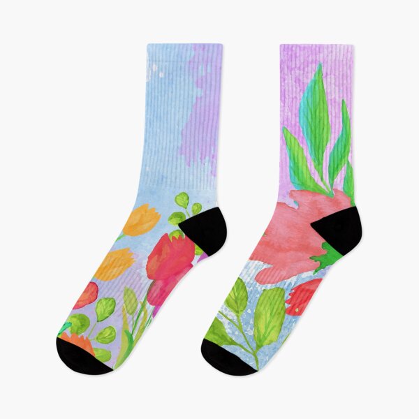 Item preview, Watercolor colorful flowers and leaves with watercolor background  designed and sold by mashmosh.