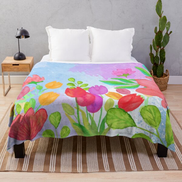 Item preview, Watercolor colorful flowers and leaves with watercolor background  designed and sold by mashmosh.