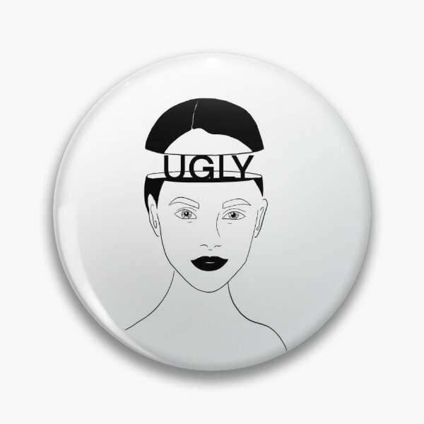 Item preview, UGLY illustration black and white woman's face designed and sold by Etatsdame.
