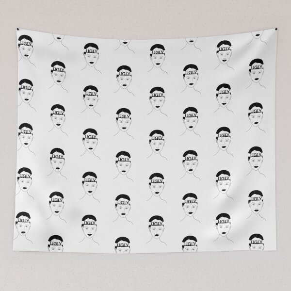 Item preview, UGLY illustration black and white woman's face designed and sold by Etatsdame.