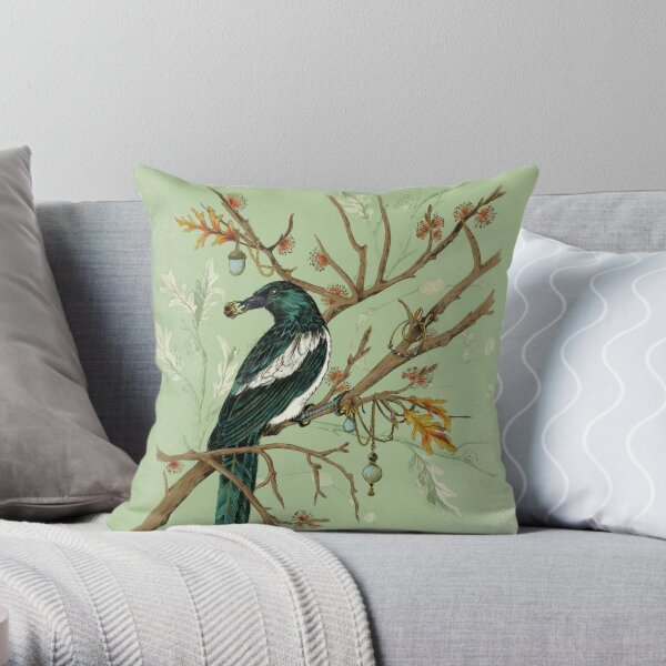 Magpie Birds Throw Pillow