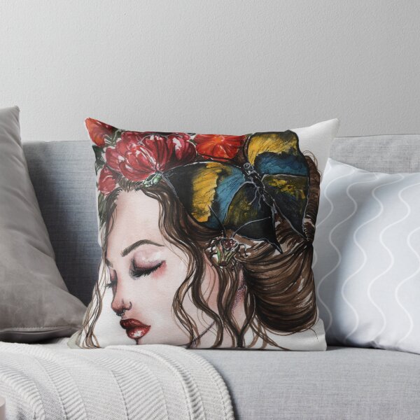 Item preview, yellow butterfly and red flowers designed and sold by Karina Beraldo.