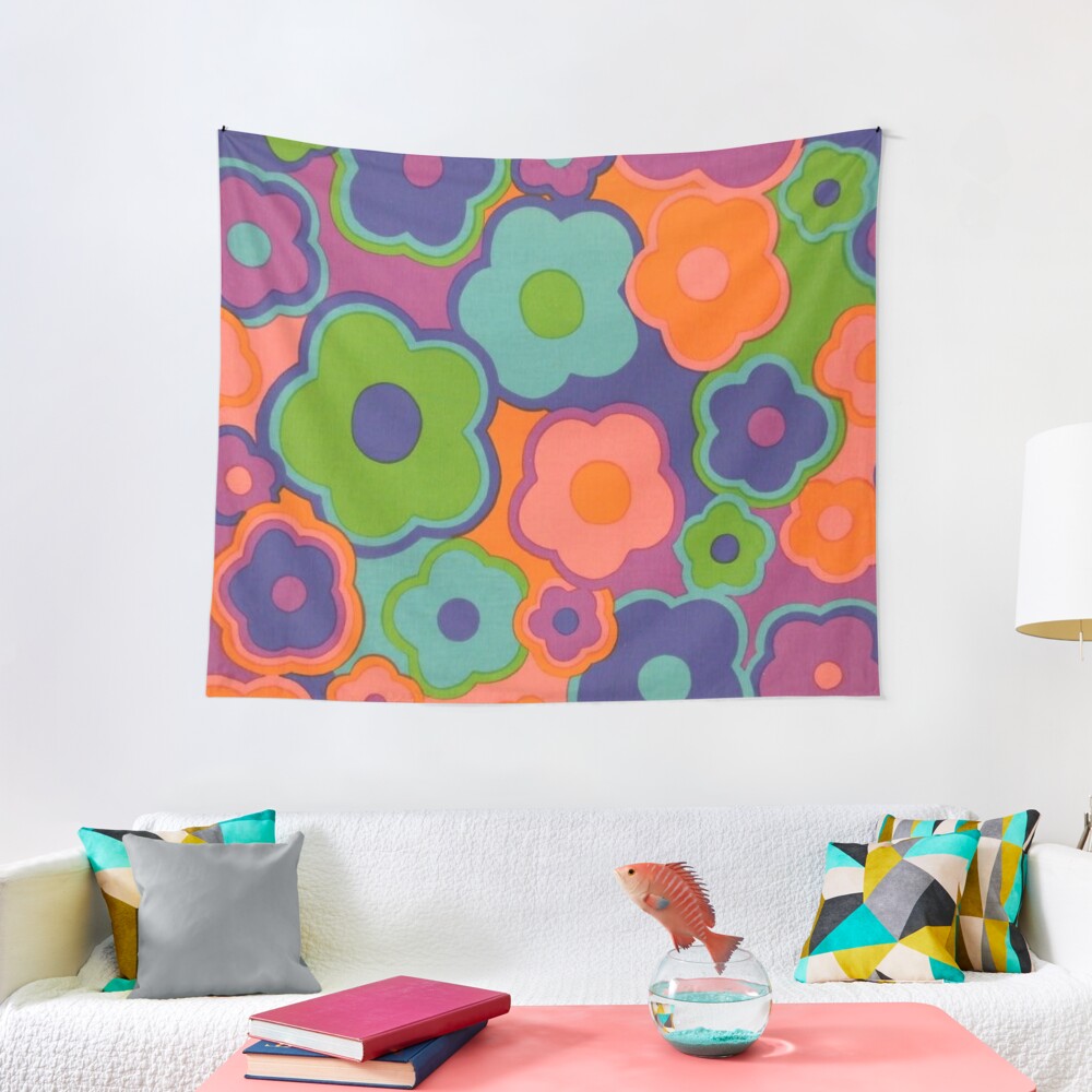 68 X 80 Kess InHouse Famenxt Flowers & Leaves Pattern Abstract Geometric Wall Tapestry 68 X 80 Kess InHouse Famenxt Flowers & Leaves Pattern Abstract Geometric Wall Tapestry