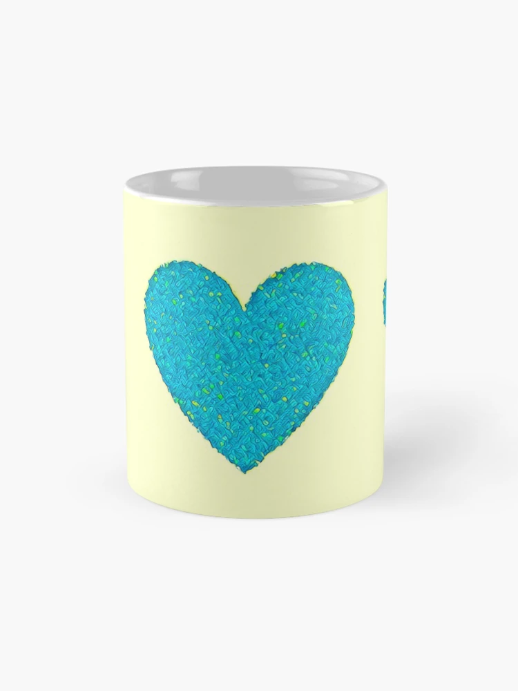 Thumbnail 4 of 6, Coffee Mug, Blue and Yellow Springtime Hearts Pattern designed and sold by DesignsofNote.