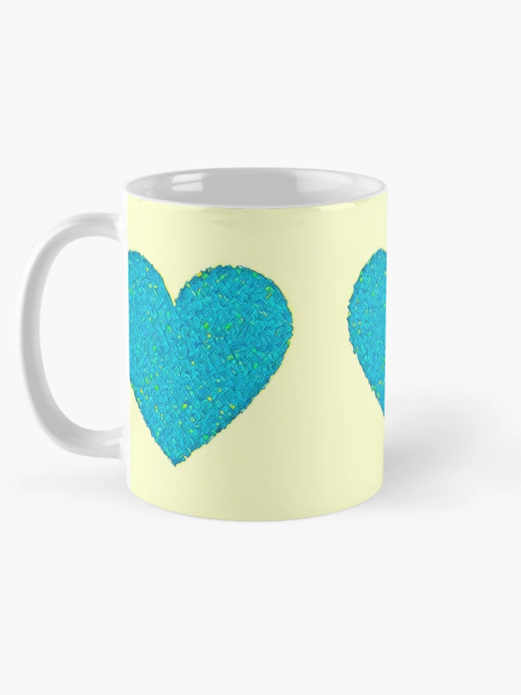 Thumbnail 5 of 6, Coffee Mug, Blue and Yellow Springtime Hearts Pattern designed and sold by DesignsofNote.
