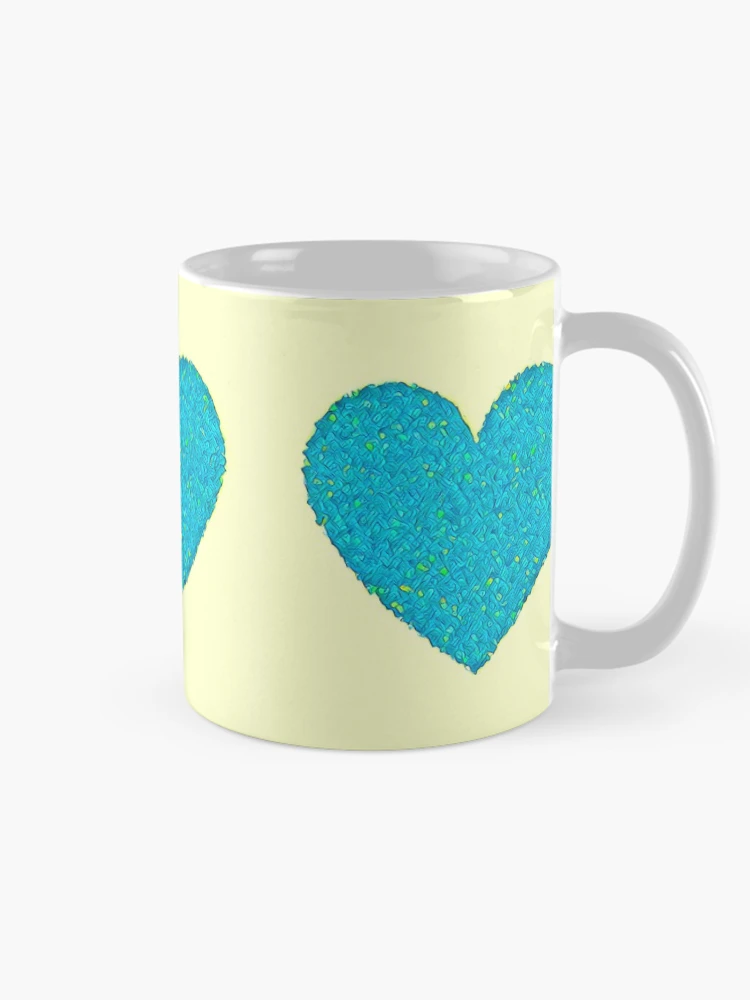 Thumbnail 3 of 6, Coffee Mug, Blue and Yellow Springtime Hearts Pattern designed and sold by DesignsofNote.