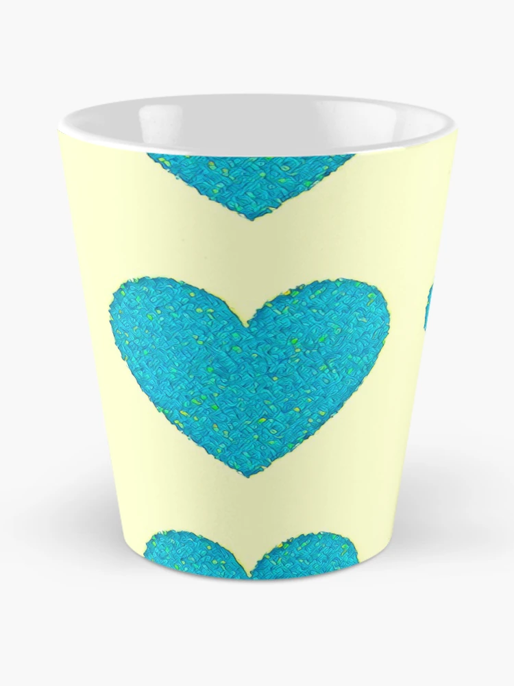 Thumbnail 2 of 4, Coffee Mug, Blue and Yellow Springtime Hearts Pattern designed and sold by DesignsofNote.