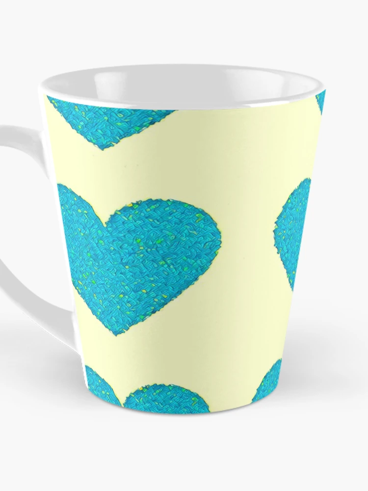 Thumbnail 3 of 4, Coffee Mug, Blue and Yellow Springtime Hearts Pattern designed and sold by DesignsofNote.