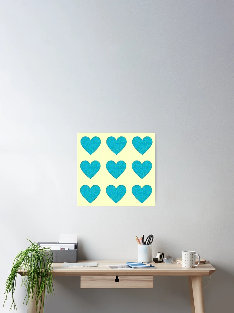 Thumbnail 2 of 3, Poster, Blue and Yellow Springtime Hearts Pattern designed and sold by DesignsofNote.