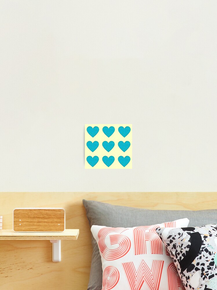 Thumbnail 2 of 3, Photographic Print, Blue and Yellow Springtime Hearts Pattern designed and sold by DesignsofNote.