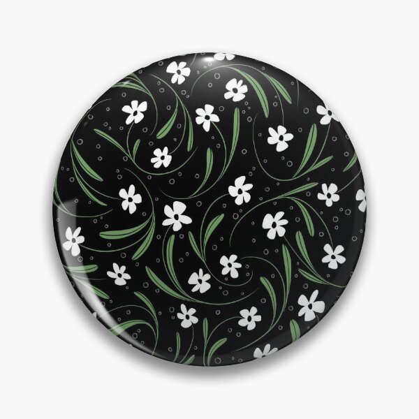Item preview, Tiny White Flowers on Black - Pattern designed and sold by Silvia Belli.