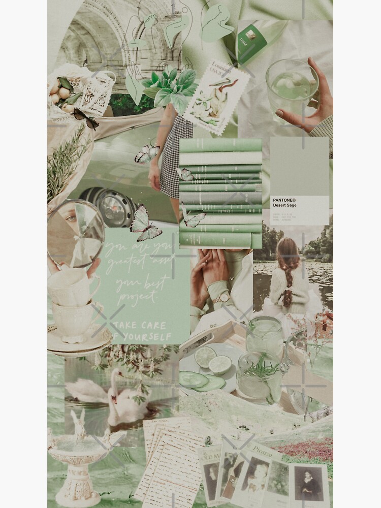 60 DIGITAL Sage Green Aesthetic Collage Sage Green Photo -  UK