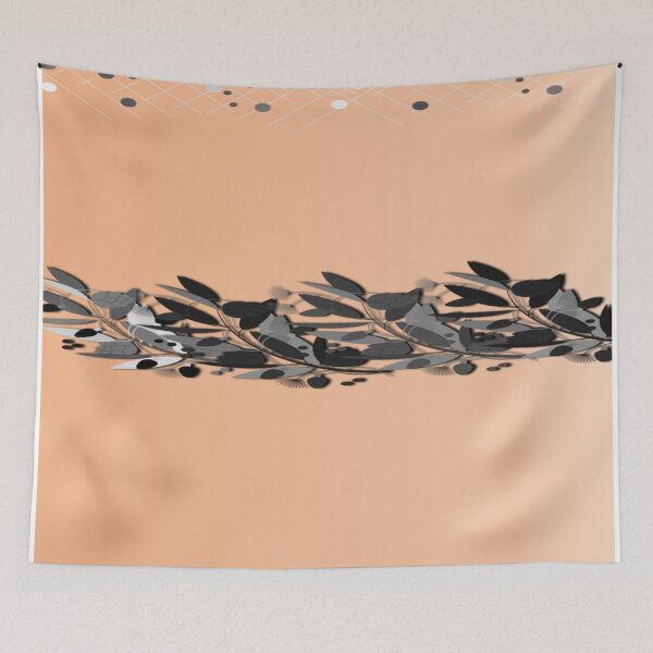 Item preview, Pale Peach  with different grey shades of feathers  designed and sold by Vicky Rodden.