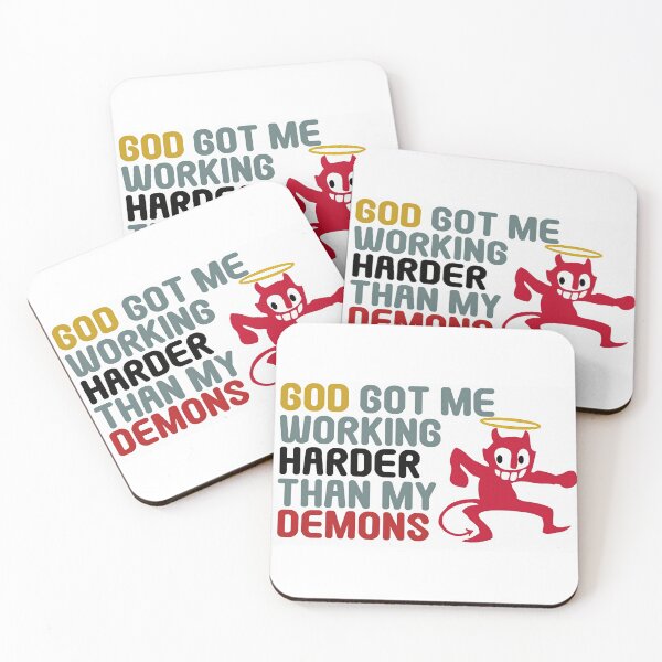 Item preview, "God Got Me Working Harder Than My Demons" Lyrics Inspirational Design designed and sold by Starback33.