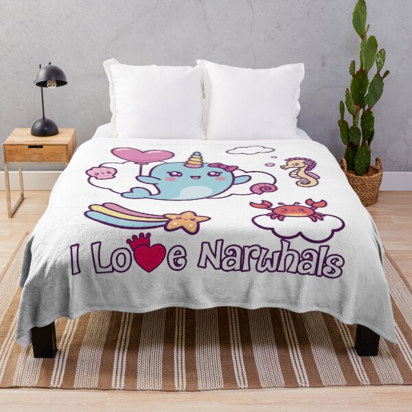 Item preview, I LOVE NARWHALS - Unicorn and Narwhal designed and sold by finnimoo.