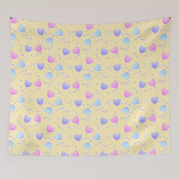 Item preview, Fairy Kei Hearts on Butter Yellow designed and sold by Cass Noel Studio.