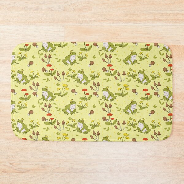 Item preview, Cottagecore Frogs on Buttery Yellow designed and sold by Cass Noel Studio.