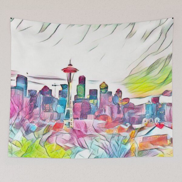 Item preview, Colorful Seattle Skyline, Washington state designed and sold by Cute Designs Shop.