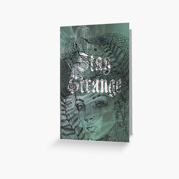 Serpent Vert Stay Strange Carte de vœux