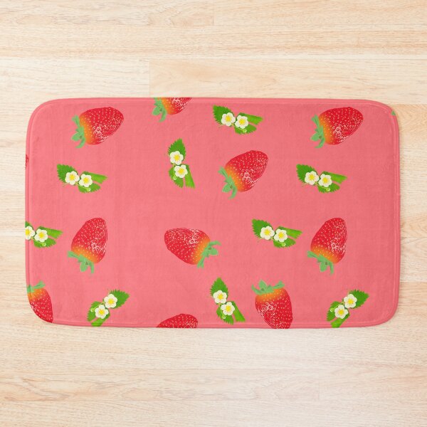 Item preview, Strawberries and strawberry flowers on a pale red background designed and sold by Rimkidd.