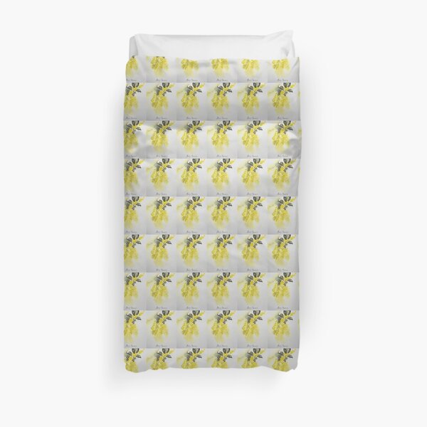 Australian golden wattle watercolour Duvet Cover