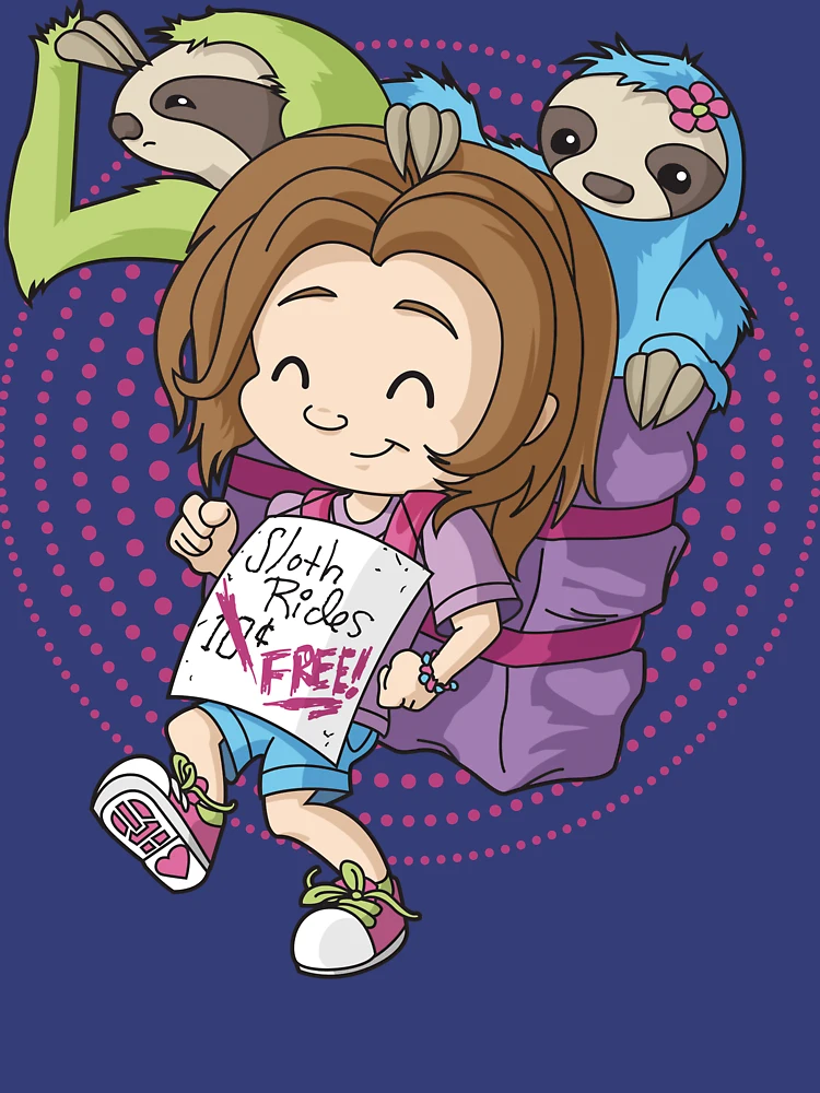 Thumbnail 4 of 4, V-Neck T-Shirt, Free Sloth Rides designed and sold by VortexDesigns.