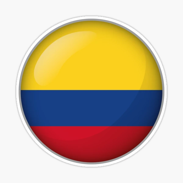 Icon representing round button flag of Colombia. Ideal for catalogs of  institutional materials and geography Sticker for Sale by LucianoCosmo