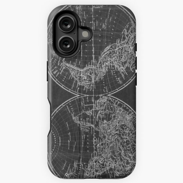 Item preview, Vintage Map of The World (1857) Black & White designed and sold by BravuraMedia.