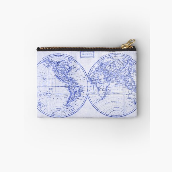 Item preview, Vintage Map of The World (1857) White & Blue designed and sold by BravuraMedia.
