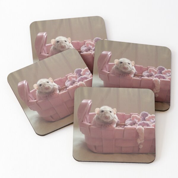 Pet Rat Reese In Pink Basket Coasters (Set of 4)