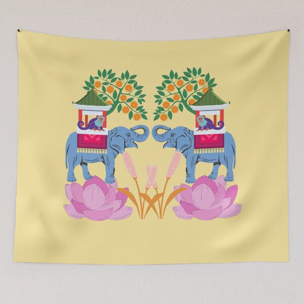 Item preview, Chinoiserie monkeys riding elephants designed and sold by Lacy Sciple.