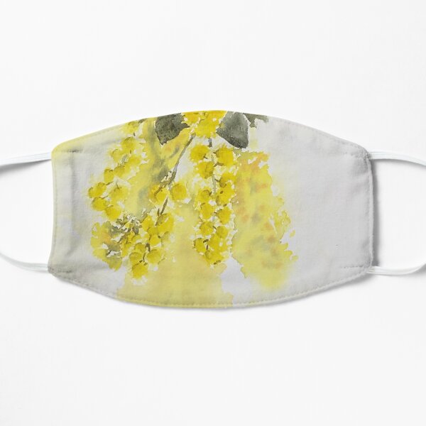 Australian golden wattle watercolour Flat Mask