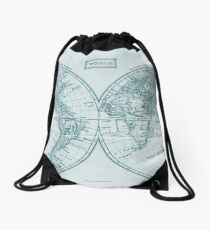 Vintage Map of The World (1857) White & Dark Drawstring Bag