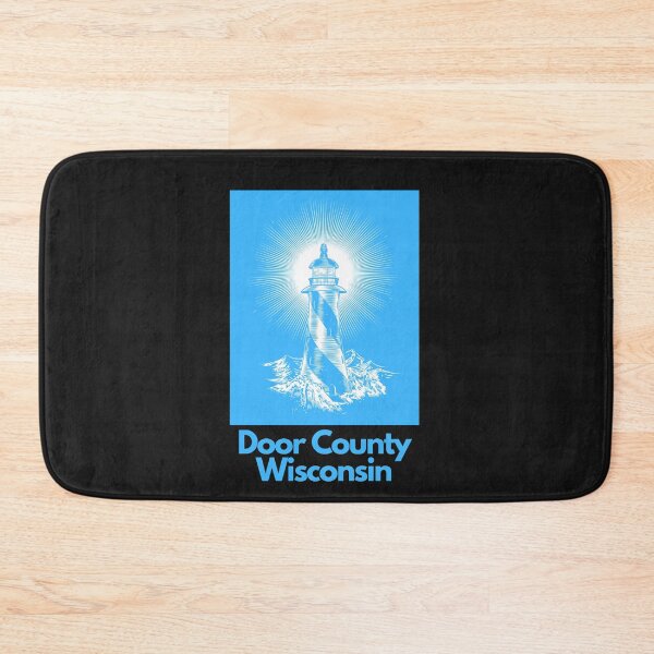 Item preview, Door County Wisconsin Lighthouse Waves Beacon Rocks Graphic Drawing Picture Design Lake Michigan Travel Vacation Camping Light Blue White designed and sold by fineartprints1.