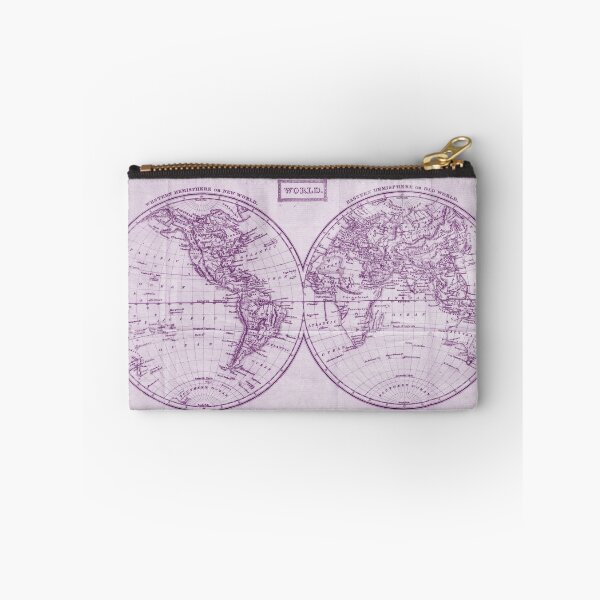 Item preview, Vintage Map of The World (1857) White & Purple  designed and sold by BravuraMedia.