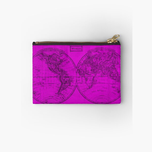 Item preview, Vintage Map of The World (1857) Pink & Black designed and sold by BravuraMedia.