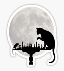 Cat and Rat Playing Chess Sticker