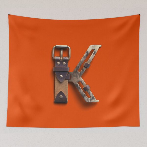 Artikelvorschau, Anfängliches "K" Alphabet Ledergürtel Metall Orange Design entworfen und verkauft von Freestylist.