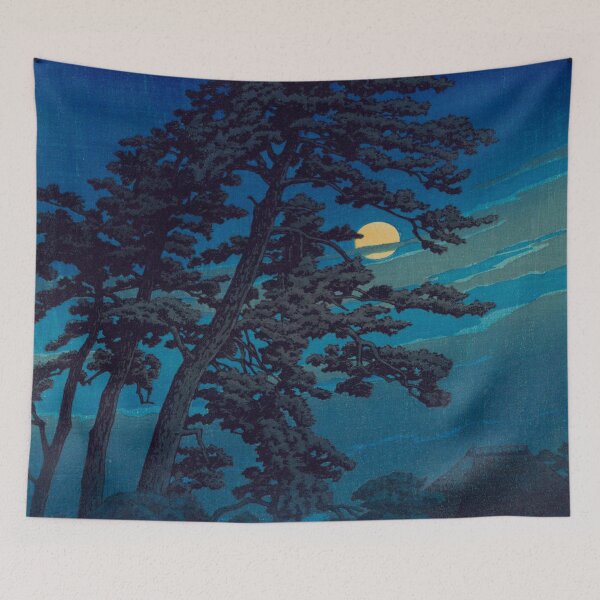 Artikelvorschau, Kawase Hasui Moon At Magome von Kawase Hasui Vintage japanischer Holzschnitt entworfen und verkauft von Ejaaz.