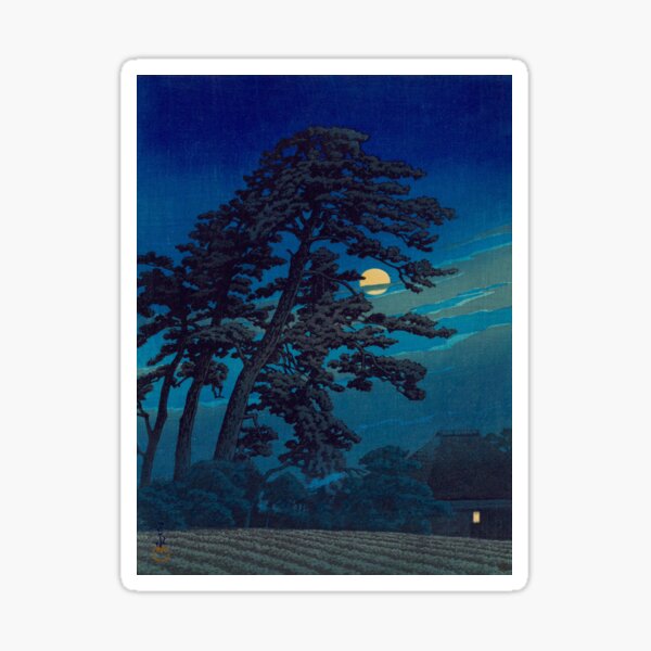 Item preview, Kawase Hasui Moon At Magome by Kawase Hasui Vintage Japanese Woodblock Print designed and sold by Ejaaz.