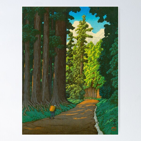 Kawase Hasui Road to Nikko by Kawase Hasui Vintage Japanese Woodblock Print Poster
