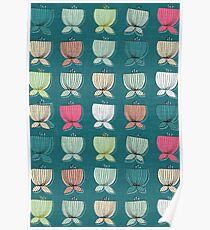 flower cups teal Poster