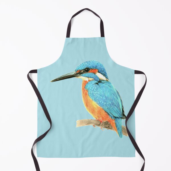 Item preview, A stunning european kingfisher male bird drawn realistically in color pencil designed and sold by LoesRoos.