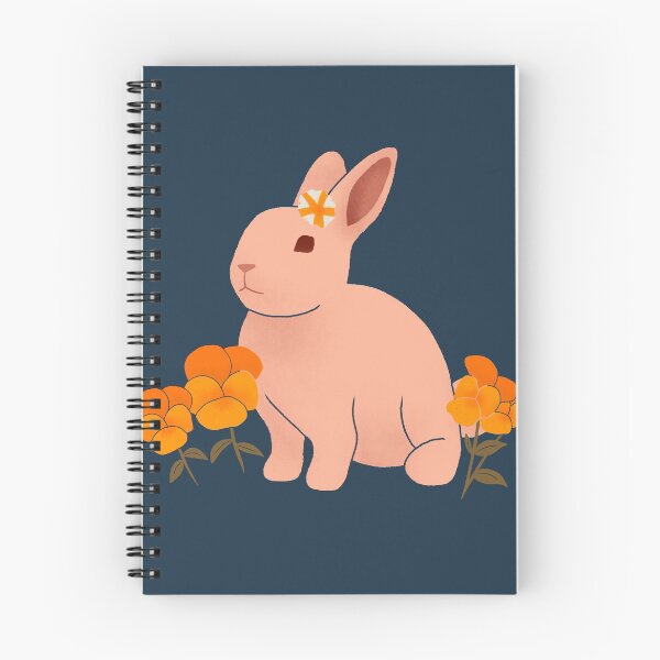 Item preview, Bunny with flowers on blue background  designed and sold by ArtCDesigns.
